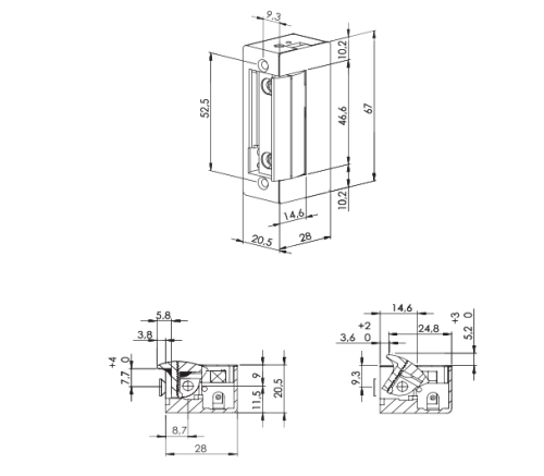 Elektrozaczep LOB szeroki RE54N512F rewersyjny