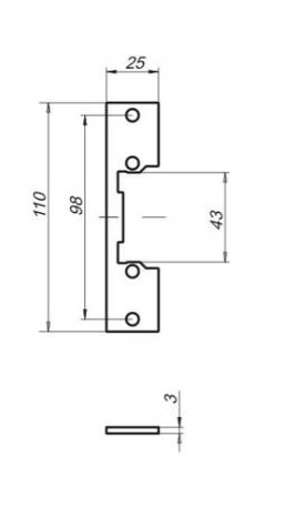 Zaczep płaski R54B krótki do elektrozaczepu RE54 szer.25 mm