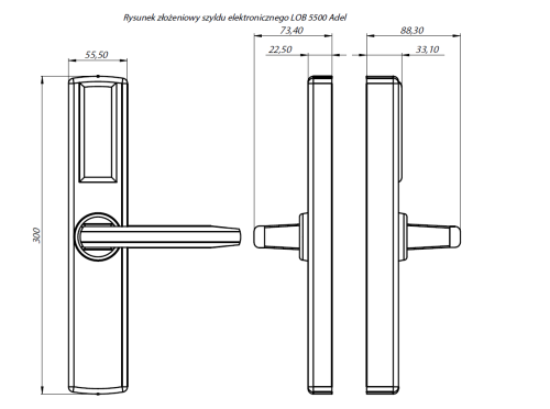 Zamek szyfrowy LOB 5500MK - wymiary