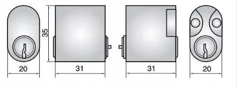 Wkładka cylinder skandynawski Assa Abloy P602-3KL, obustronny - wymiarowanie