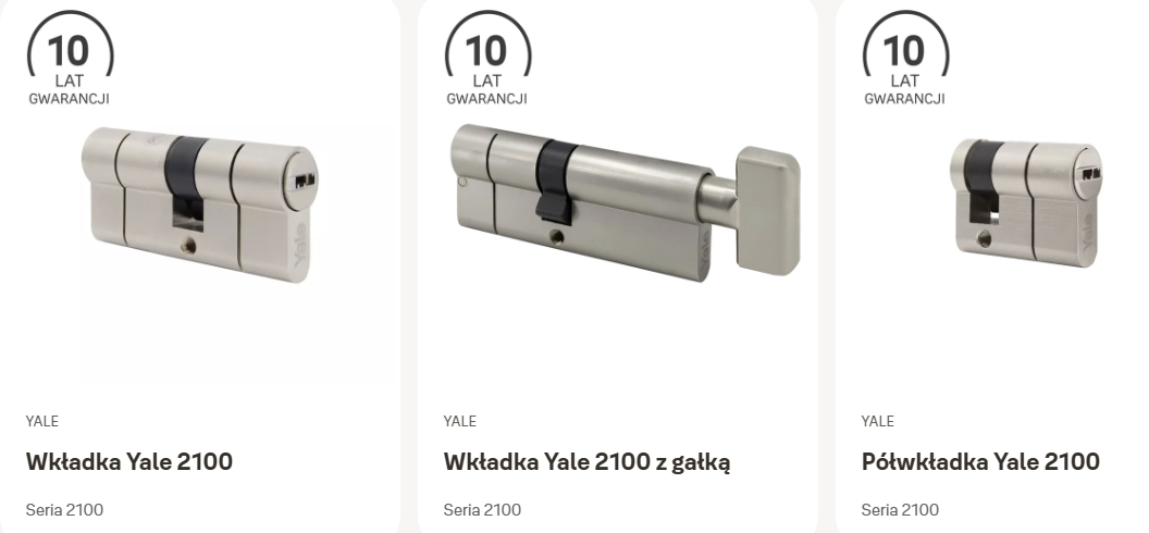 Wkładki YALE seria 2100 maksymalne bezpieczeństwo
